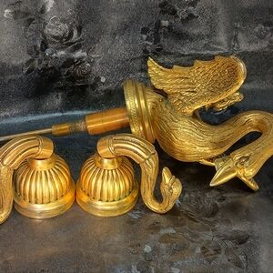 22k Gold plated over brass hand carved to order Swan faucet.